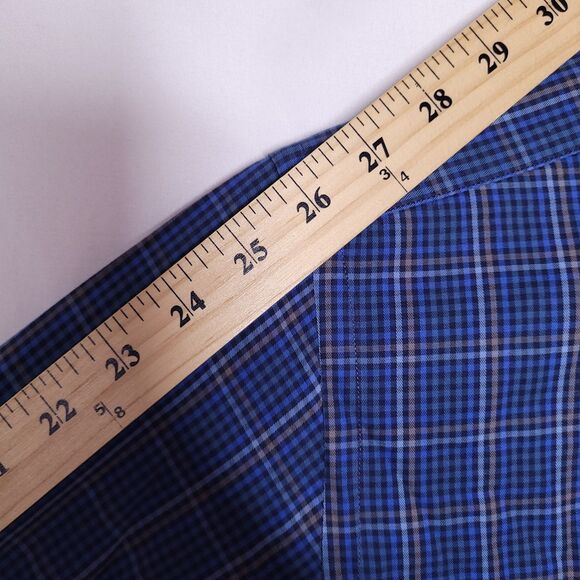 Robert Talbott Shirt Mens Medium Plaid Blue Cotton Tailored - Picture 8 of 12